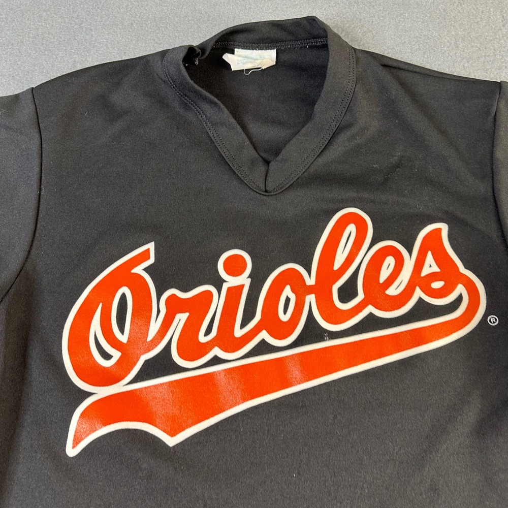 Majestic Baltimore Orioles MLB Jersey Black V-Neck Shirt Small Made in USA 5200 - Picture 2 of 7